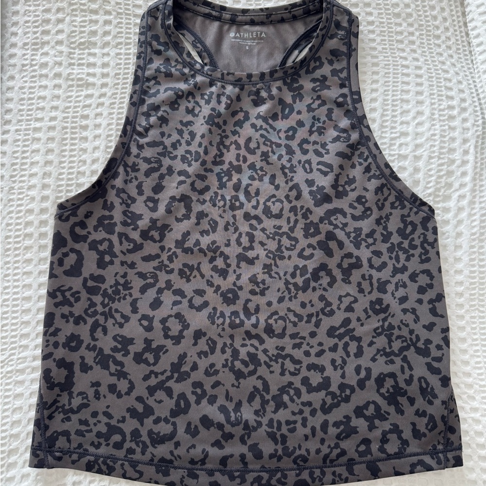 Athleta Gray and Black Leopard-Print Tank Top